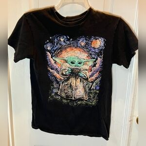 Baby Yoda With Coffee Mug Black T-Shirt
